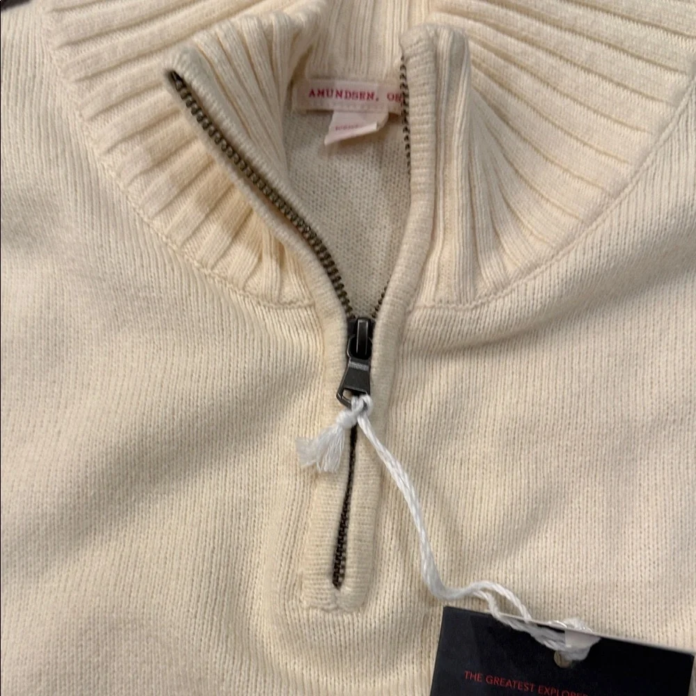 Cream Amundsen BNWT Half-Zip Knit Sweater with Ribbed Collar - Picture 9 of 13